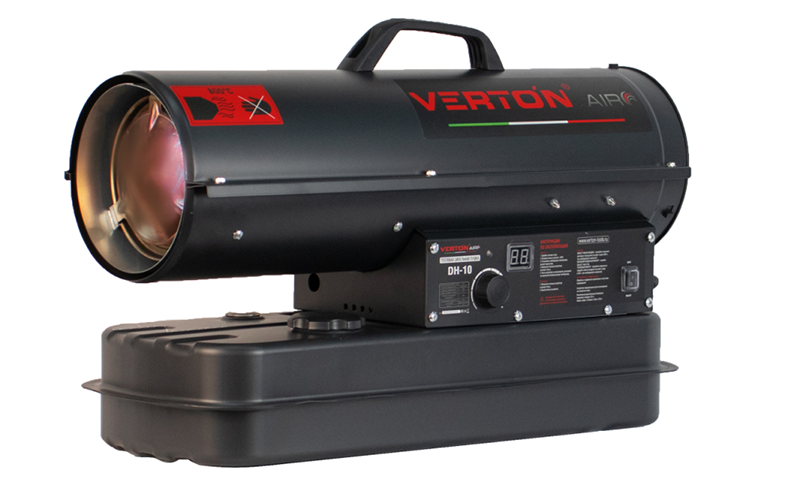Пушка тепловая дизельная DH-10, 10кВт, производ. 500м3/ч, расход топ. 0,7кг/ч, прямой нагрев, "Verton Air"