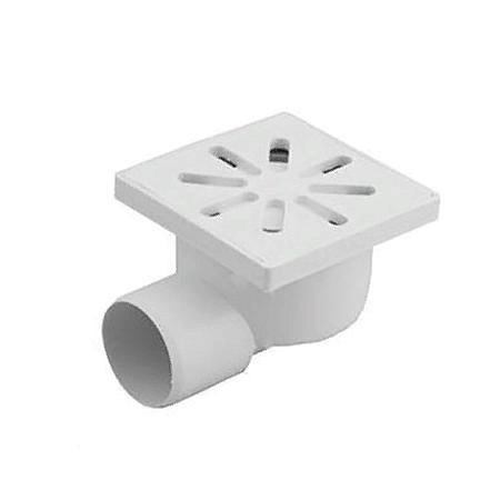 Трап сливной горизонтальный 110мм, 150*150, пластиковая крышка, белый