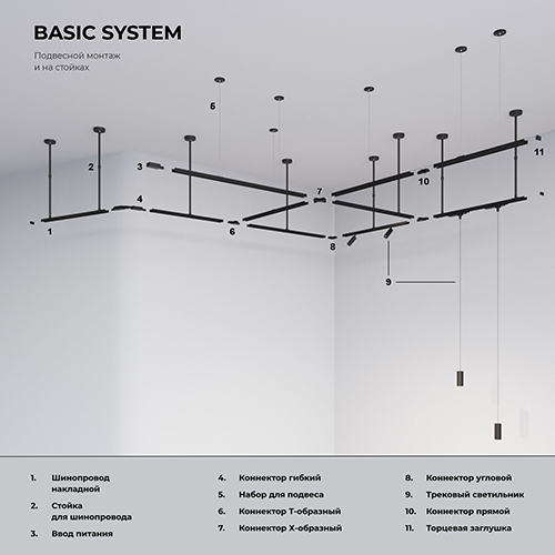 Коннектор угловой TRC-1-1-L-BK/ для однофазного шинопровода (черный)