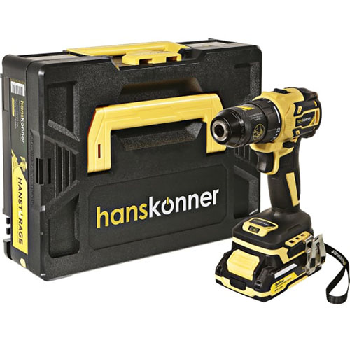 Дрель-шуруповерт аккум. б/щ ударная "Hanskonner" 18В, HCD2065BLIC, 1BatterySystem, 65Нм, 2х2.0Ач, патрон 13мм, кейс HS
