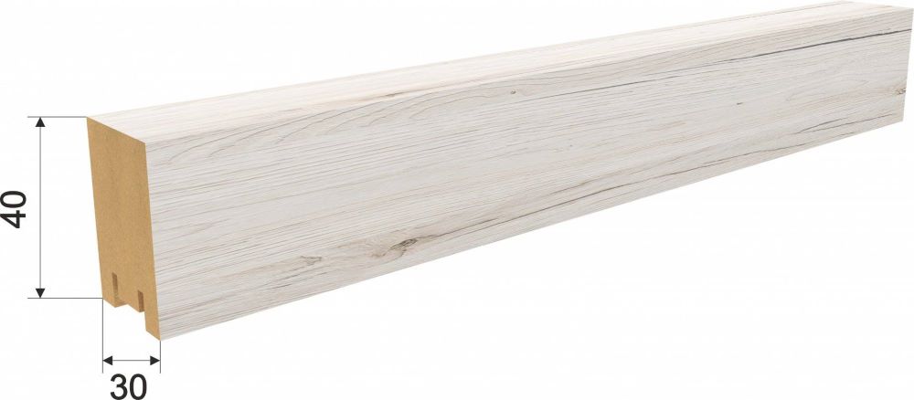 Интерьерная рейка МДФ STELLA Ривьера Дуб Санремо Белый 40*30*2700, уп/4шт