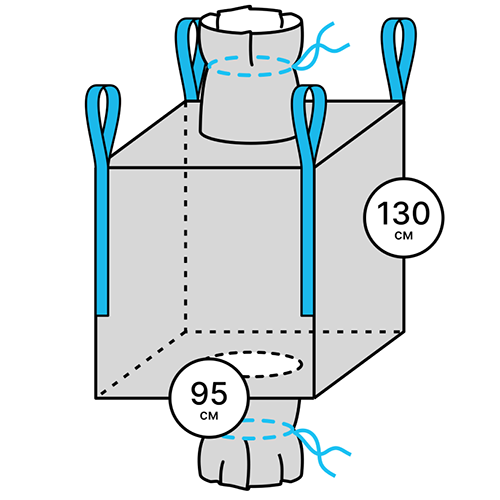 Мешок "Биг-Бэг" 95*95*130 4 стропы, верх-люк, низ-люк 1,5тн 160гр/м2