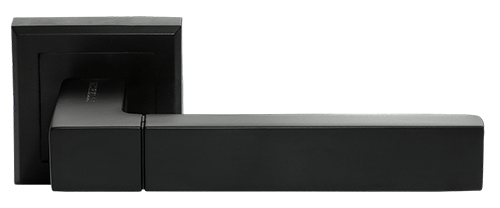 Ручка дверная "MH-28 BL-S", нажимная, квадратная накладка, "Черный"