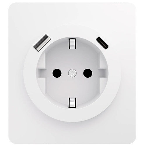 Евророзетка 1-ая с/з с/п со шторками, 16А с USB A+C быстрой зарядки 5В/3А, ROUND перламутр
