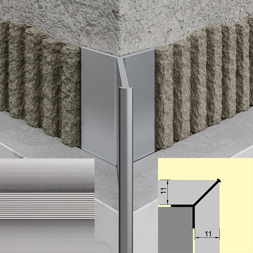 Профиль алюминиевый для плитки РП-АКП-17  10мм*2,7м, "Андонированный матовое серебро"