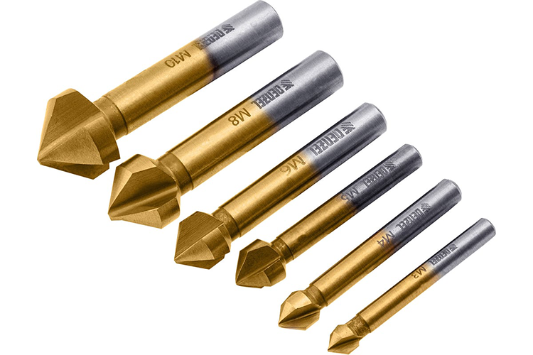 Набор зенковок конусных M3-M10, HSS, 6шт, металлический кейс Denzel