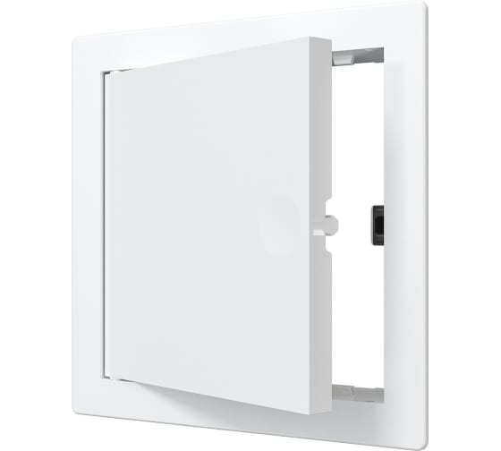 Лючок пластмассовый белый 120*120 с фланцем 100*100, нажимной