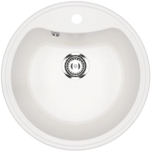 Мойка из искусственного гранита  "Ulgran", 490*185мм "круглая", ультра-белый