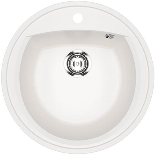 Мойка из искусственного гранита  "Ulgran", 520*190мм "круглая", ультра-белый