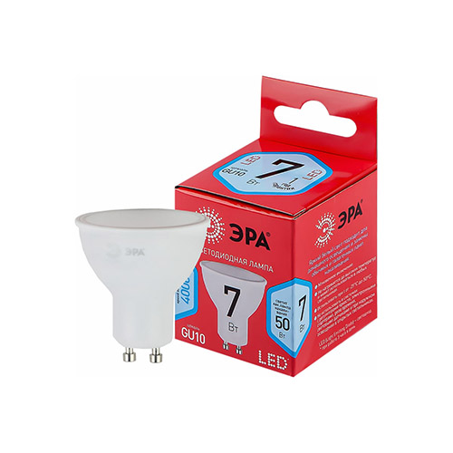 Лампа светодиодная  7Вт GU10 220В 4000К 540Лм "ЭРА"