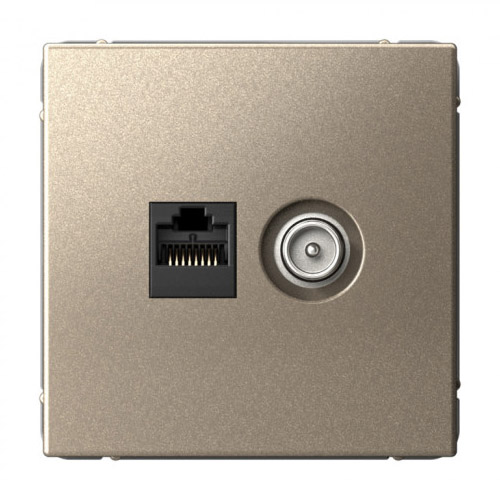 Розетка двойная ТВ + компьютерная RJ45, кат. 5Е, механизм (без рамки), ARTGALLERY шампань