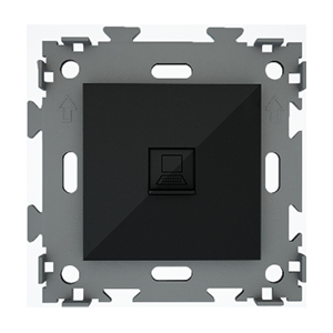 Розетка, компьютерная 1-ая, "CGSS", скрытой проводки, с рамкой, черная