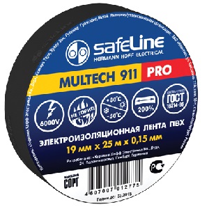 Изолента ПВХ &quot;Safeline&quot; 19мм*25м, чёрная