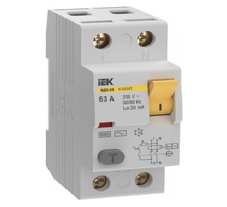 Выключатель дифференциальный ВД3-63 (УЗО), 2Р 63А 30мА "ИЭК"