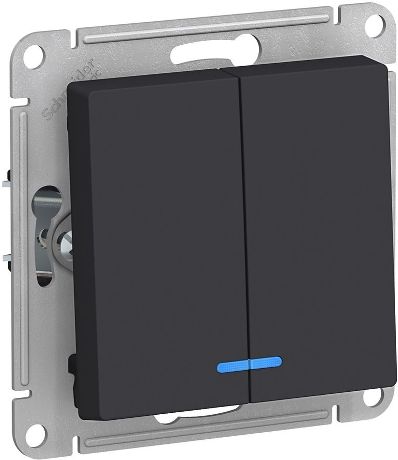 Выключатель 2-кл. с/п с инд., механизм (без рамки), ATLASDESIGN карбон