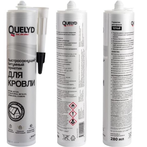 Герметик для кровли "Quelyd", 280 мл, черный