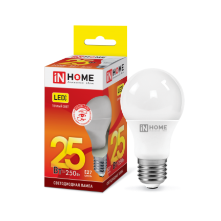 Лампа светодиодная A65 25Вт Е27 220В 3000К 2250Лм "IN HOME"
