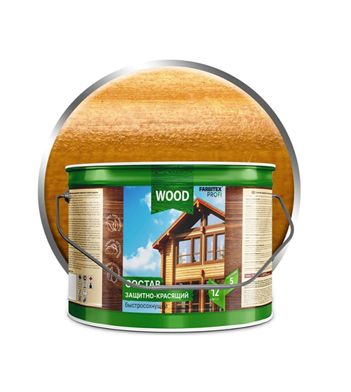 Состав защитно-красящий для древесины быстросохнущий  "FARBITEX ПРОФИ WOOD", 9л, "Калужница"