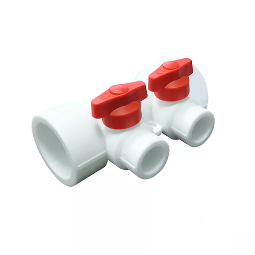 Коллектор полипропиленовый с кранами Aquattro 32мм*2 выхода на 20мм, красный