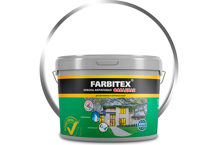 Краска акриловая фасадная белая "FARBITEX", 13кг/7,88л