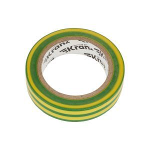 Изолента ПВХ "KRANZ" желто-зеленая, 15мм*10м