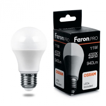 Лампа светодиодная A60 11Вт "Feron PRO LB-1011" Е27 220В 4000К
