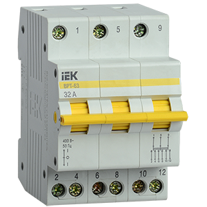 Выключатель-разъединитель трехпозиционный ВРТ-63, 3Р 32А "ИЭК