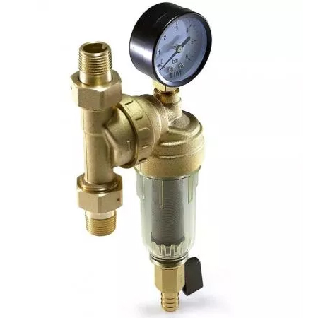 Фильтр свободного вращения &quot;Tim&quot; Ду15 Ру6 н/н, с манометром, прозрачная колба