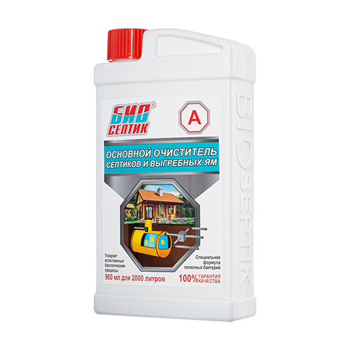 Основной очиститель септиков и выгребных ям "Биосептик-А" 960мл