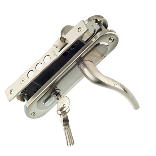 Замок врезной цилиндровый/ручки/цилиндр/5ключей, никель
