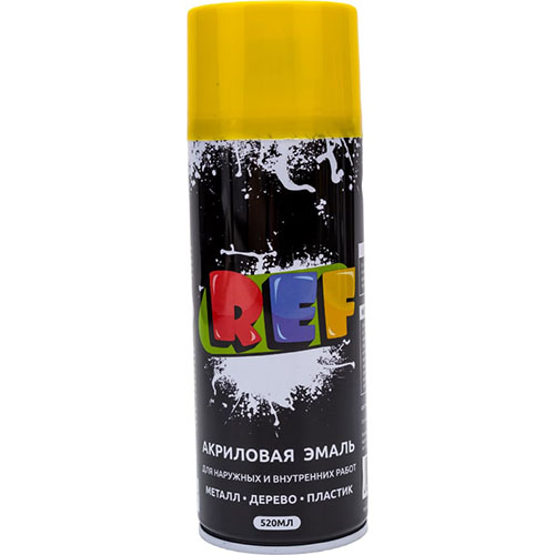 Эмаль аэрозольная желто-лимонная акриловая "REF", 520мл