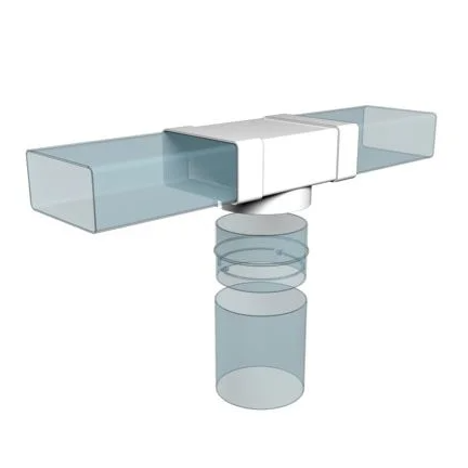 Соединитель Т-образный прямоугол. воздуховода с круглым 60*204/d-160 пластмассовый