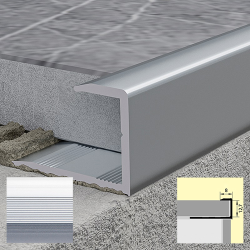 Профиль алюминиевый для плитки РП-АКП  13мм*2,7м, андонированный "Матовое серебро"