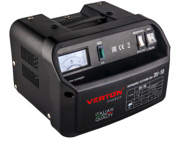 Зарядное устройство "Verton Energy" ЗУ-10, мощность 100Вт, напряжение 12В, 15-100Ач, 220В