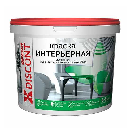 Краска водоэмульсионная интерьерная белая матовая "Ореол Дисконт", 13кг