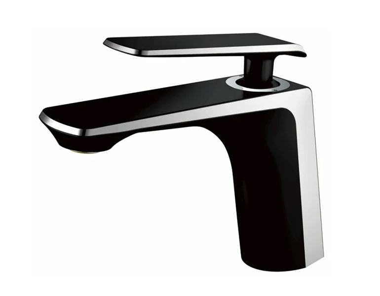 Смеситель для умывальника "Haiba HB10548-7", однорычажный, хром, черный, с подводкой