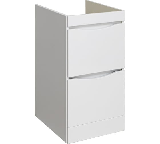 Тумба "Runo Орион 45 " белая, с ящиками, с умывальником "Гамма 105", под стиральную машинку, левое крыло