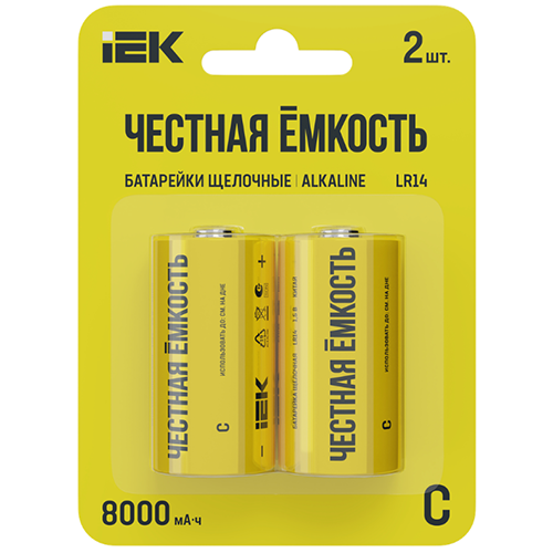 Батарейка щелоч. Alkaline LR14/C (2шт/блистер) IEK