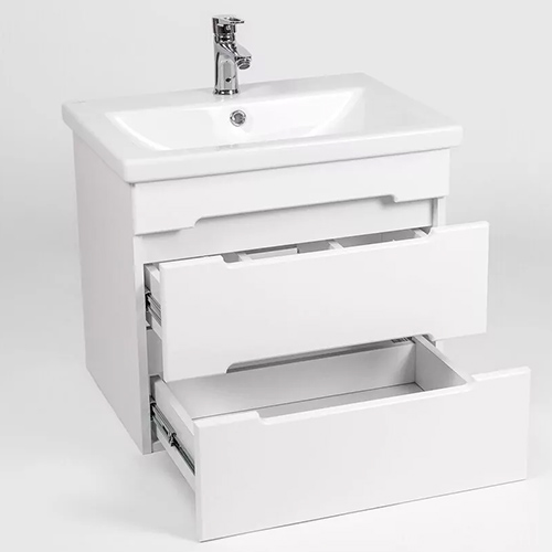 Тумба "Марсель 60", белая, с умывальником "Como 60", подвесная