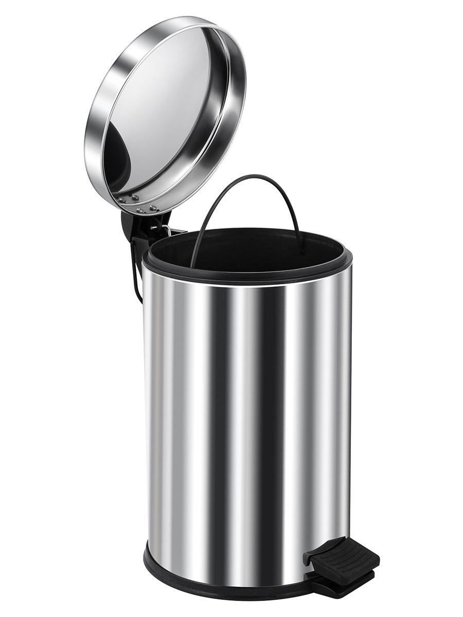 Ведро для мусора 8л, хром, H105