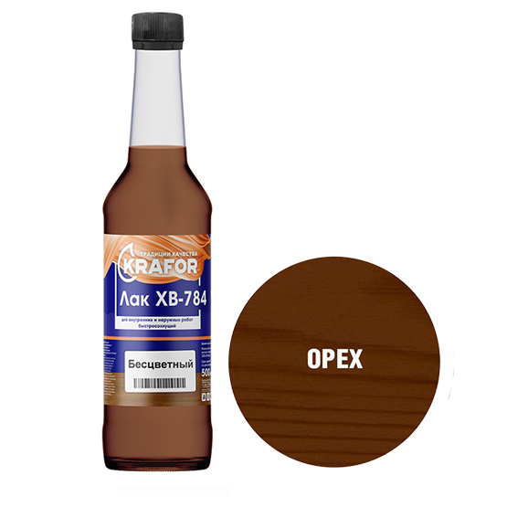 Лак &quot;Krafor&quot; ХВ-784 &quot;Орех&quot;, 0,5л