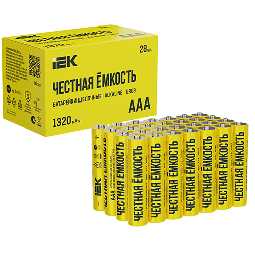 Батарейка щелочная LR03/AAA 28шт "IEK"