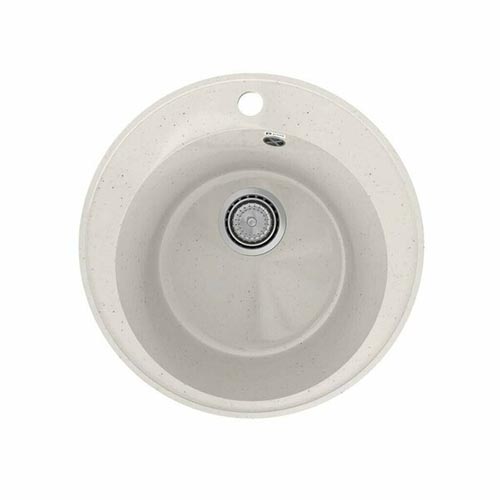 Мойка из искусственного гранита "Practik", 475*170мм "круглая", белый камень, без сифона