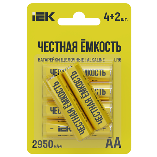 Батарейка щелоч. Alkaline LR6/AA (4+2шт/блистер) ПРОМО IEK