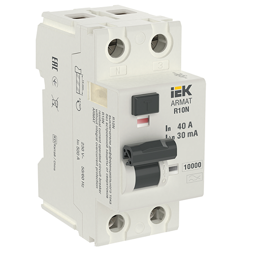 ARMAT Выключатель дифференциального тока R10N (УЗО) 2P 40А 30мА тип A IEK