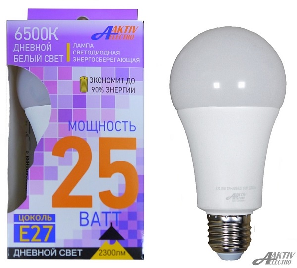 Лампа светодиодная А60 25Вт Aktiv Electro LED-A-Regular 25Вт 220-240В Е27 6500К 2300Лм