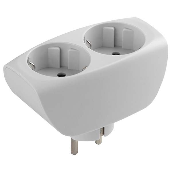 Тройник 2 гнезда б/з, 16А 250В, с защитными шторками, белый "Эра"