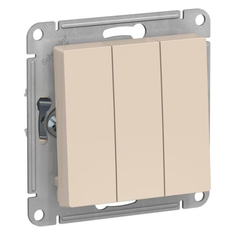 Выключатель 3-кл. с/п, механизм (без рамки), ATLASDESIGN бежевый