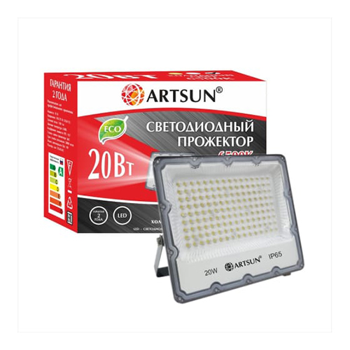 Прожектор светодиодный &quot;ARTSUN&quot; 20Вт 6500К холодный белый 1700Лм 220В