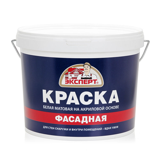 Краска водоэмульсионная фасадная белая &quot;Эксперт&quot;, 7кг